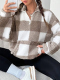 Lottie - Soft Checked Half-Zip Jumper