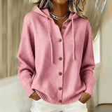 Freya - Hooded Button-Through Knitted Cardigan