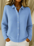 Elodie - Collared Button-Through Knit Top