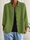 Iris - Moss Green Relaxed Button-Front Blouse