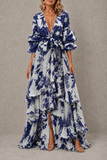 Primrose - Floral Tiered Bow Belt Maxi Dress