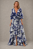 Verity - Floral Tiered Maxi Dress With Bow Belt