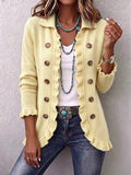 Genevieve - Ruffled Button Knit Cardigan