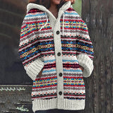 Bryony - Patterned Hooded Knit Cardigan