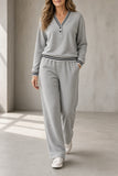 Rowan - Striped Trim V-Neck Loungewear Set