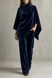 Rosamund - Velvet-Effect Cowl Neck Two Piece Set