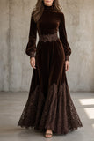 Ottilie - Velvet Maxi Dress With Lace Detail