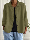 Lottie - Relaxed Olive Button-Front Blouse