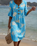 Carys - Floral Print Button Front Midi Dress
