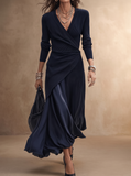 Arabella - Navy Ribbed Wrap Maxi Dress