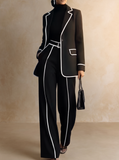 Josephine - Contrast Piped Blazer And Trouser Suit