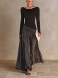 Margot - Draped Neck Pleated Maxi Dress