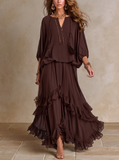 Flora - Chocolate Tiered Skirt And Top Co-ord