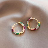 Beatrice - Golden Enamel Statement Earrings