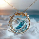 Serena - Golden Ocean Wave Pendant Necklace