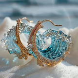 Oriana - Blue And Gold Wave Earrings