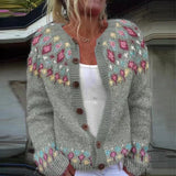Hazel - Floral Patterned Knit Cardigan
