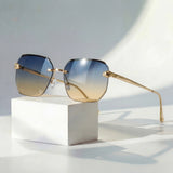 Verity - Gradient Lens Sunglasses With Gold Temples