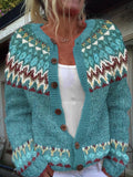 Carys - Patterned Knit Button-Front Cardigan