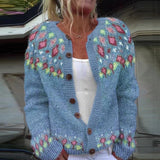 Heidi - Floral Knit Button Cardigan