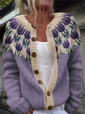 Iona - Floral Yoke Knitted Cardigan