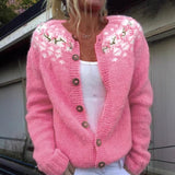 Flora - Pink Floral Knitted Cardigan