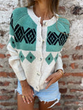 Isobel - Patterned Knit Button-Front Cardigan