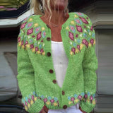 Eleri - Patterned Knit Button-Front Cardigan