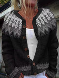 Ingrid - Patterned Knit Button Cardigan