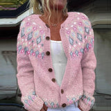 Rosamund - Patterned Knit Button-Up Cardigan