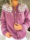 Winnie - Patterned Yoke Knitted Cardigan