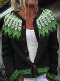 Niamh - Patterned Knit Button-Front Cardigan