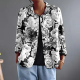 Sylvia - Monochrome Floral Open-Front Shirt