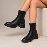 Seren - Smooth Block Heel Ankle Boots