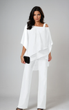 Madeleine - Layered Overlay Top And Wide-Leg Trouser Set