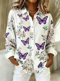 Poppy - Whimsical Butterfly Print Button Blouse