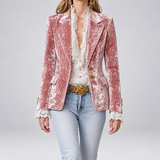Ophelia - Pink Crushed Velvet Blazer