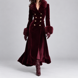 Ottilie - Burgundy Velvet Maxi Coat