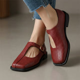 Beatrice - T-Bar Square Toe Flats