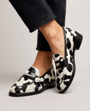 Greta - Cow Print Penny Loafers