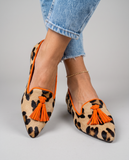 Daphne - Leopard Print Tasselled Flat Loafers