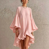 Seren - Asymmetric Ruffle Bell Sleeve Dress