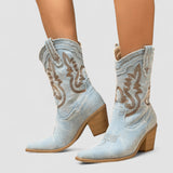 Willow - Embroidered Western Ankle Boots