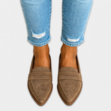 Harriet - Pointed Toe Faux Suede Loafers