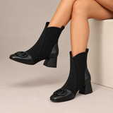 Josephine - Textured Panel Block Heel Ankle Boot