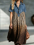 Hazel - Leopard Print Collared Midi Dress