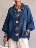 Carys - Oversized Indigo-Wash Jacket