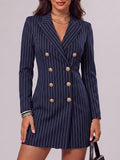 Eleanor - Pinstripe Double-Breasted Blazer Dress