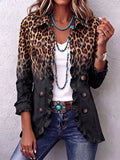 Ophelia - Leopard Print Ruffle Trim Blazer
