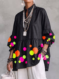 Primrose - Neon Spot Peplum Tunic Blouse